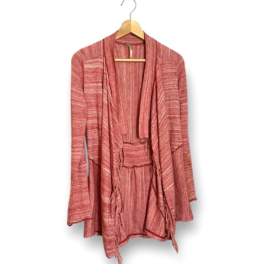 FREE PEOPLE | Two Way Fringed Cardigan or Long Sleeve Frilly Blouse | Sz: S